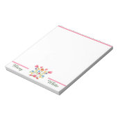 Blumenstickerei personalisiert notizblock (Rotiert)