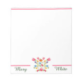 Blumenstickerei personalisiert notizblock (Vorderseite)