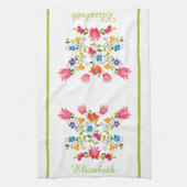 Blumenstickerei personalisiertes Küchentuch (Vertikal)