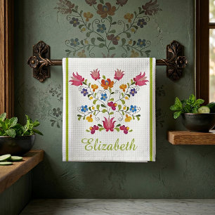 Blumenstickerei personalisiertes Küchentuch