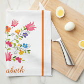 Blumenstickerei personalisiertes Küchentuch (Viertel Falte)