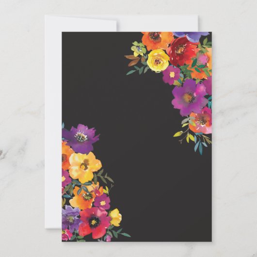 Blumenstickerei Wasserfarben Blume Quinceanera Einladung (Rückseite)