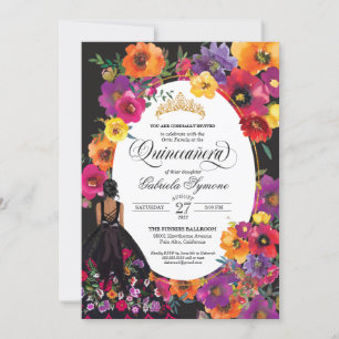 Blumenstickerei Wasserfarben Blume Quinceanera Einladung