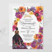 Blumenstickerei Wasserfarben Blume Quinceanera I Einladung (Vorderseite)