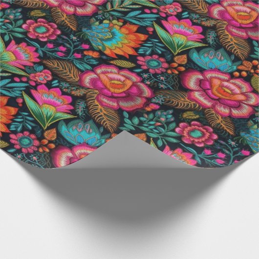 Blumenstickermuster Geschenkpapier (Ecke)