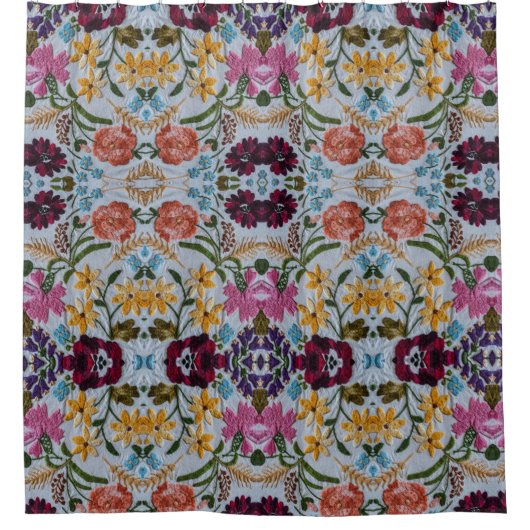 Blumenstickermuster mit schönen Blume Duschvorhang (Vorderseite)