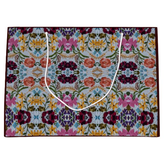 Blumenstickermuster mit schönen Blume Große Geschenktüte (Vorderseite)