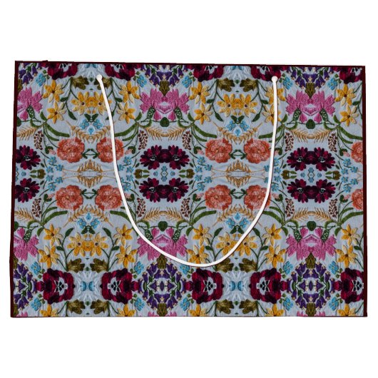 Blumenstickermuster mit schönen Blume Große Geschenktüte (Rückseite)