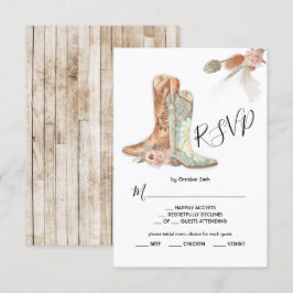 Blumenstiefel Cowboy Western Menü Auswahl RSVP Kar Einladung