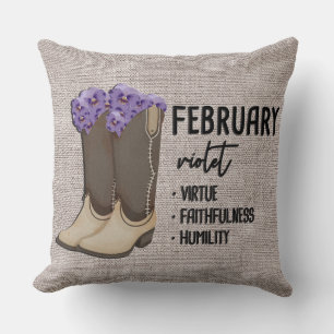 Blumenstiefel Geburtsmonat Blume/Februar Violet Kissen