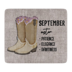 Blumenstiefel Geburtsmonat Blume/September Aster Schneidebrett