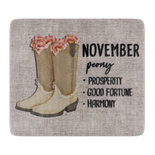 Blumenstiefel Geburtstagsmonat Blume/November Peon Schneidebrett