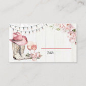 Blumenstiefel und Bubbly für Western Platzkarte (Rückseite)