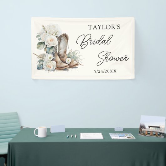 Blumenstiefel und Bubbly Western Brautparty Banner (Messeveranstaltung)