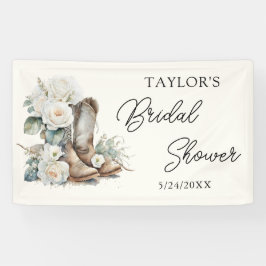 Blumenstiefel und Bubbly Western Brautparty Banner