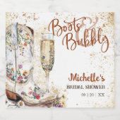 Blumenstiefel und Bubbly Western Country Schaumweinetikett (Einzelnes Label)