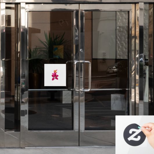 Blumenstil, ArtyClick Crimson, Light Gold Fensteraufkleber (Büro Tür)