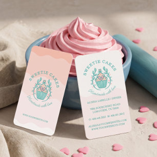 Blumenstil Bäckerei Cupcake Logo Blush Rosa Ombre Visitenkarte