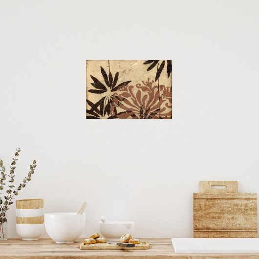 Blumenstil-Design mit tönernen Blätter Poster (Küche)