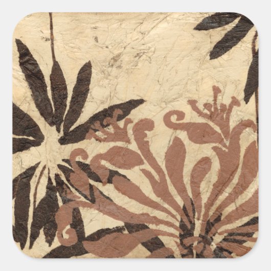 Blumenstil-Design mit tönernen Blätter Quadratischer Aufkleber (Vorderseite)