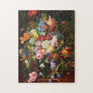 Blumenstillleben aus Rosen, Tulpen und Nelken Puzzle