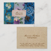 Blumenstoff-Patchwork (Blau) Personalisiert Visitenkarte (Vorne/Hinten)