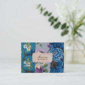 Blumenstoff-Patchwork (Blau) Personalisiert Visitenkarte (Stehend Vorderseite)