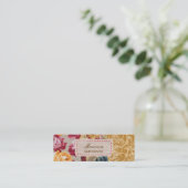 Blumenstoff-Patchwork (Gold) Personalisiert Mini Visitenkarte (Stehend Vorderseite)