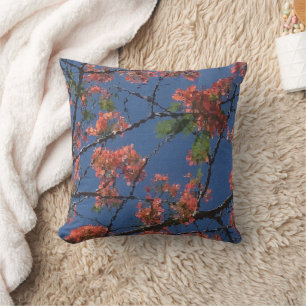 Blumenstoffe, blau kissen