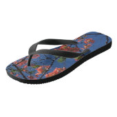 Blumenstoffe Blau, schwarz, Badesandalen (Schrägansicht)