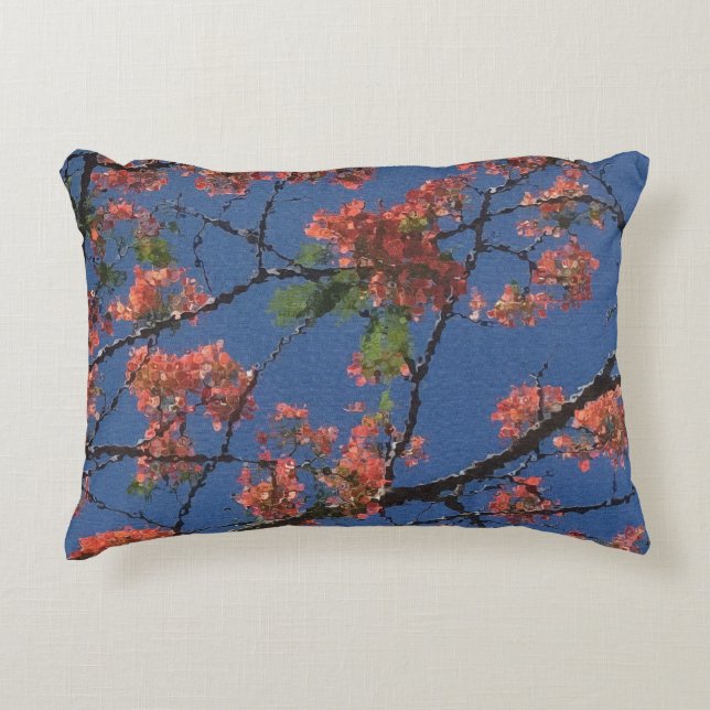 Blumenstoffe, blau zierkissen (Vorderseite)