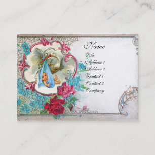 BLUMENSTORK BABY DUSCHE MIT ROSE MONOGRAM VISITENKARTE