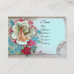 BLUMENSTORK BABY DUSCHE MIT ROSE MONOGRAM VISITENKARTE