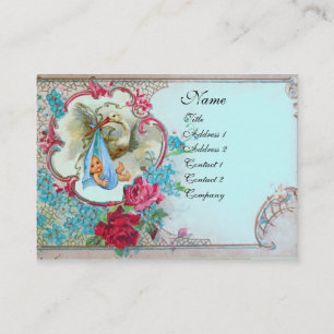 BLUMENSTORK BABY DUSCHE MIT ROSE MONOGRAM VISITENKARTE