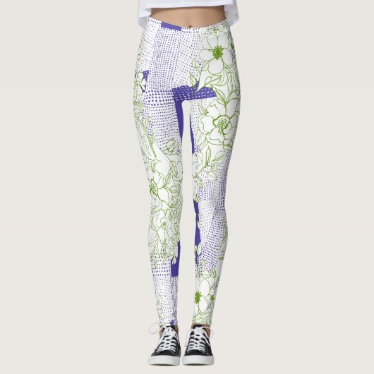 Blumenstörung - Abstrakte botanische Leggings (Vorderseite)