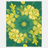 Blumenstrahlen: Gelbes und grünes botanisches Must Fleecedecke (Vorderseite)
