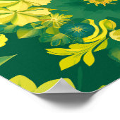 Blumenstrahlen: Gelbes und grünes botanisches Must Poster (Ecke)