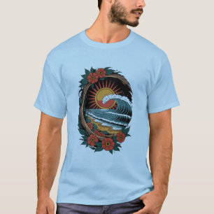 Blumenstrand Liebhaber Sonnenuntergang Urlaub Gesc T-Shirt