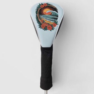 Blumenstrandliebhaber-Sonnenuntergangs-Urlaubsgesc Golf Headcover