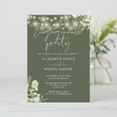 Blumenstrauenleuchten Olive Green Engagement Party Einladung (Stehend Vorderseite)