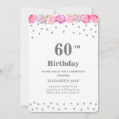 Blumenstrauß 40., 60. Geburtstag mit Diamanten Einladung (Vorderseite)