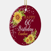 Blumenstrauß 60. Geburtstag Sonnenblume Burgund Keramik Ornament (Rechts)