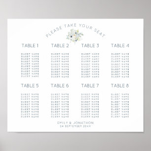 Blumenstrauß 8 Tische 80 Quadrat Sitzkarte Poster