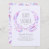 Blumenstrauß Antlers Woodland Boho Babydusche Einladung (Vorne/Hinten)