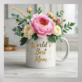 Blumenstrauß, Aquarellbouquet (Torfbäume, Rose) Poster