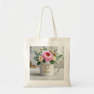 Blumenstrauß, Aquarellbouquet (Torfbäume, Rose) Tragetasche