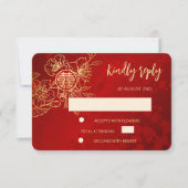 Blumenstrauß Art Chinese Wedding RSVP Einladung (Vorderseite)