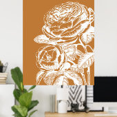 Blumenstrauß Art Illustration in Senf Gelb Poster (Heimbüro)