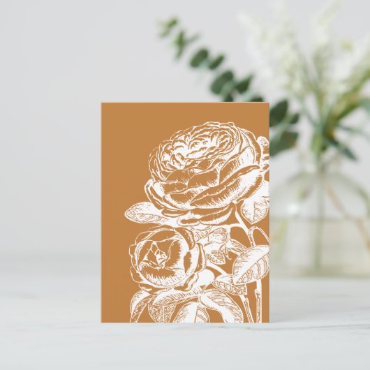 Blumenstrauß Art Illustration in Senf Gelb Postkarte (Stehend Vorderseite)