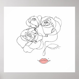Blumenstrauß Art: Minimale Frau. Poster